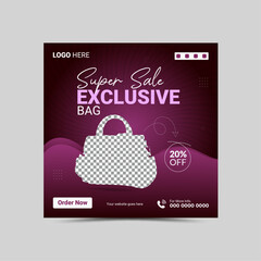 Vector Exclusive Bag Social Media Post Layout template design.