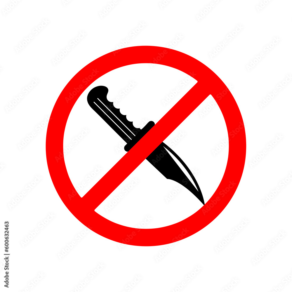Poster no weapons sign. knife in red crossed out circle. vector..eps