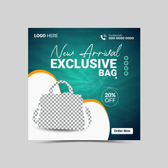 Vector Exclusive Bag Social Media Post Layout template design.
