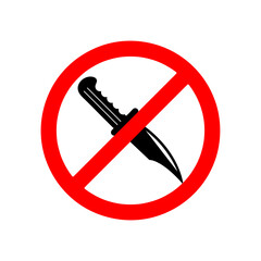 NO WEAPONS sign. Knife in red crossed out circle. Vector..eps