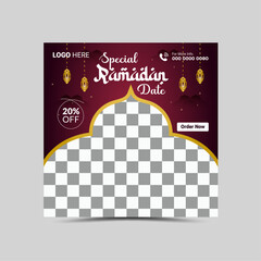 Vector Ramadan Social Media Post Layout template design.