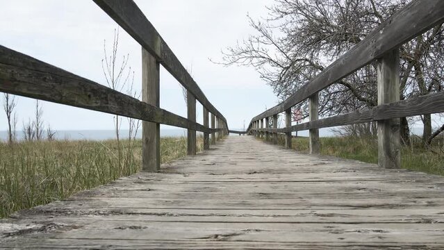 Point of View of a boardwalk, descending.