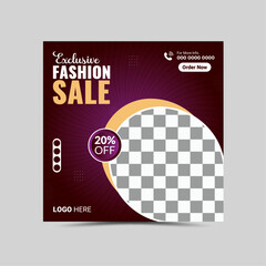 Vector Fashion Social Media Post Layout template design.