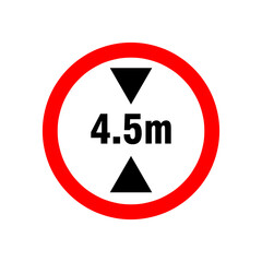 Vehicle maximum height limit 4.5 meter sign. Road safety signs illustration on white background..eps - obrazy, fototapety, plakaty