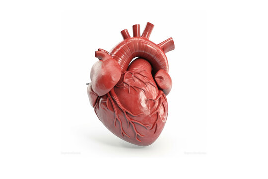 3D rendering of a  human heart isolated on white and healthcare treatment to diagnose heart disease and cardiovascular system disorders. 