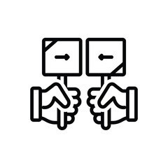Black line icon for opposed 