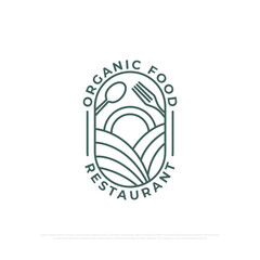 Organic Food Logo design vector with line art style, nature Healthy food and beverages logo inspiration