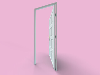 開いたドアの3Dイラストレーション