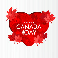 Celebrate Canada Day with Love Maple leaf ornament vector illustration