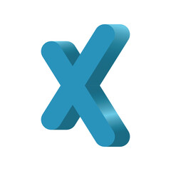 3d blue cross sign vector illustration. Realistic X sign