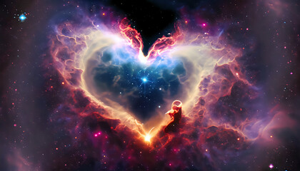 heart of fire, Heart galaxy, wallpaper, background, Astrological symbol of love, Heart shaped nebula.png, Ai Generate 