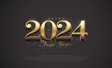 Number 2024 Classic with gold in the background of Hita. Elegant and luxury with classic themes. Premium vector design for posters, banners, calendar and greetings.