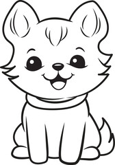 Cute dog cartoon. Black and white lines. Coloring page for kids. Activity Book.