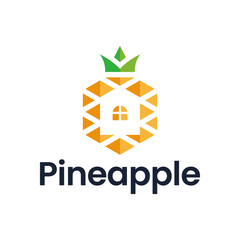 Unique logo combination of pineapple and house.
