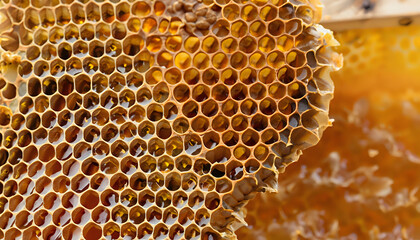 Pattern honey ,honeycomb in a hive, Ai generated 