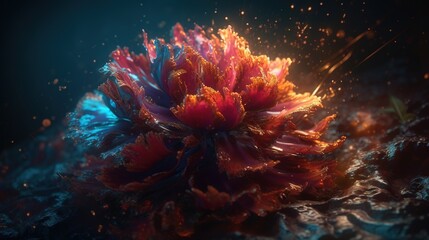 a flower that is floating in the water with a dark background.  generative ai