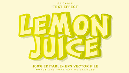 3d Minimal Word Lemon Juice Editable Text Effect Design Template, Effect Saved In Graphic Style
