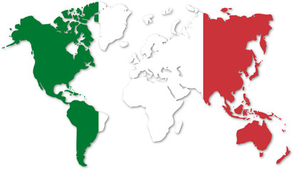 italy flag on globe maps