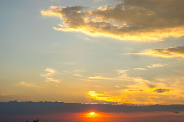 golden cloud and warm gray sky at sunset abstract nature background. 

