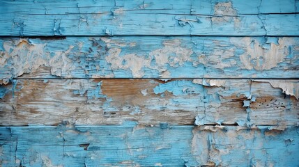  a blue wood wall with peeling paint and peeling paint on it.  generative ai
