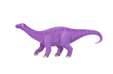 Cartoon melanorosaurus dinosaur character. Isolated vector genus of basal sauropodomorph dino lived during the Late Triassic period. Prehistoric herbivore creature from South Africa