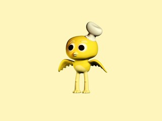 3d chef chicken cartoon side view