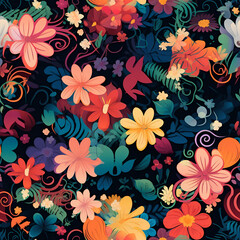 Fototapeta na wymiar flowers pattern seamless texture, wallpaper design
