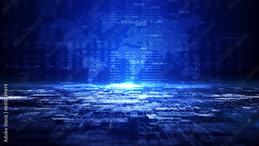 Poster Big Data Connection and Data Analysis, Technology Digital Cyberspace with Particles and Digital Data Network Connections, Technology Digital Abstract Background Concept.
