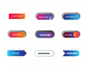Free vector web buttons set collection pack for different purposes glossy colorful