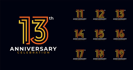 Line shape anniversary logo collections. Birthday number for event, invitation card, or banner elements