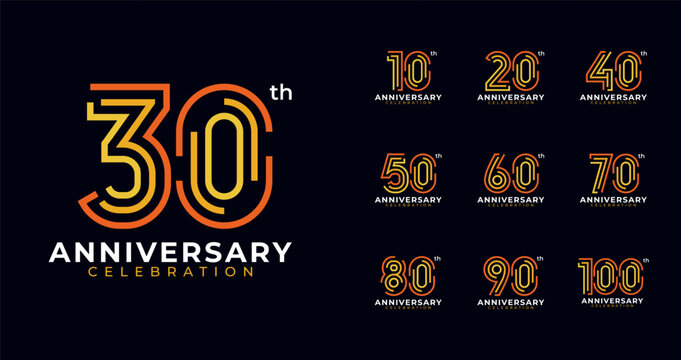 Line shape anniversary logo collections. Birthday number for event, invitation card, or banner elements