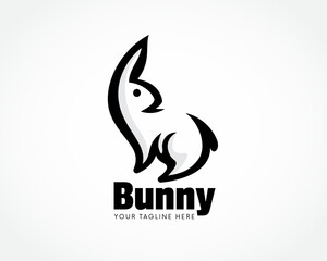 stand rabbit bunny art looking back logo design template illustration inspiration