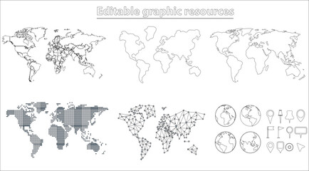 Fototapeta premium Editable Graphic Resources. High-quality pictograms. Linear icons set of Financial Analytics, Headhunting, Health insurance, etc symbol template for graphic and web design collection logo vector.
