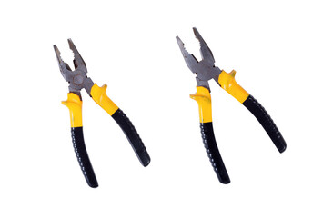 Pliers Isolated on White Background. Metal Steel Equioment for Bending, Cut, Constraction and Maintenance. File with Clipping Path.