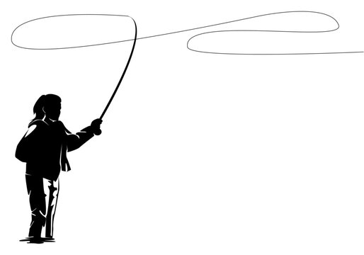 Fly fisherman fishing.graphic fly fishing.clip art black fishing on white background.
flying eagle silhouette - Vector