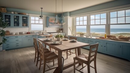 Seaside Serenity: A Quaint Coastal Kitchen with Ocean Views and Tranquil Ambiance 1. Generative AI
