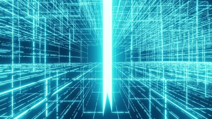 Digital Cyberspace backdrop 3d render. Binary System Big Data. High Speed Connection, Futuristic Matrix and Data Analysis Technology Digital Abstract Background Concept