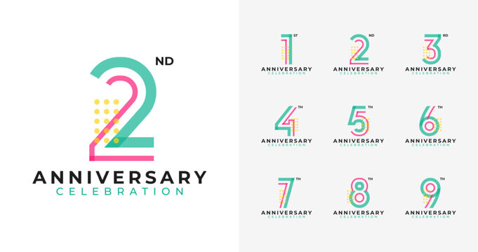 Creative geometric anniversary logo collections. Birthday number for celebration, event, invitation card, or banner elements