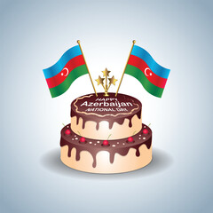 Azerbaijan National Day with a Cake .Vector Illustration