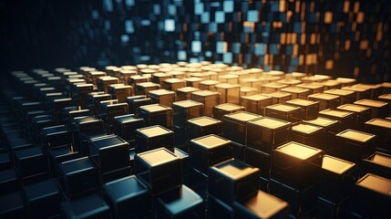 Obraz premium Abstract 3d rendering of cubes, Futuristic background, Network concept.Generative Ai