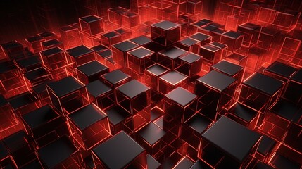 Obraz premium Abstract 3d rendering of cubes, Futuristic background, Network concept.Generative Ai