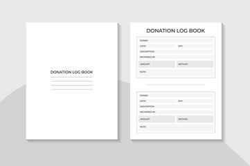 Donation Logbook KDP interior: low content. Charity checker notebook. interior journal for kdp interior.