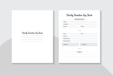 Charity Donation Logbook kdp interior: low content. Charity checker notebook. interior journal. Donation information