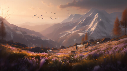 crocuses in mountains - Generated by Generative AI