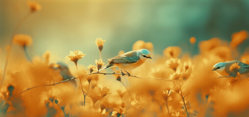 Beautiful bright yellow flowers. Generative AI.