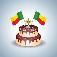 Benin National Day with a Cake .Vector Illustration