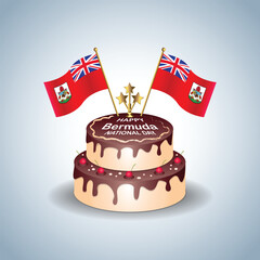 Bermuda National Day with a Cake .Vector Illustration