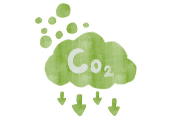 symbol Reduce CO2 emission in green watercolor to clean and friendly environment for Sustainable development and carbon credit to limit global warming from climate change.