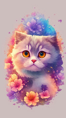 Cute Kittens, Flowers, Generative AI