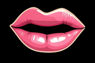  a close up of a pink female's lips on a black background.  generative ai